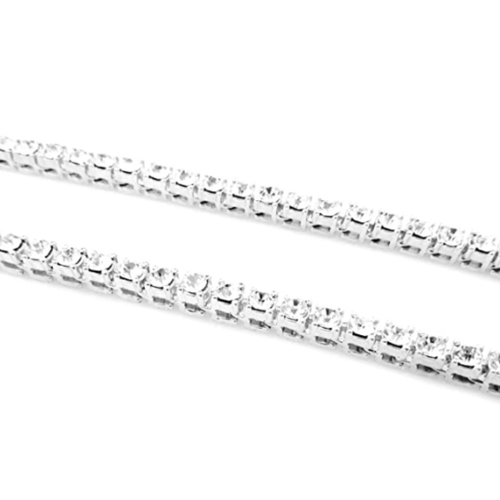 18k White Gold Tennis Chain Necklace w/ CZ Diamond - Picture 3 of 5